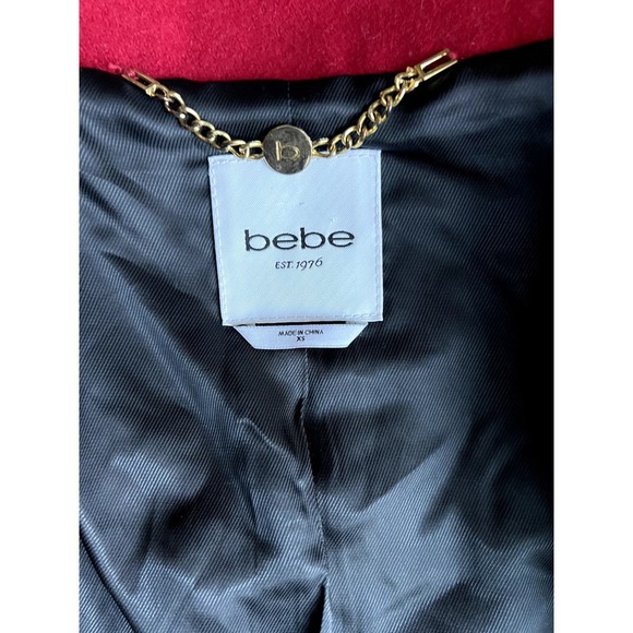 Bebe y2k red wool double breasted pea coat size XS - Picture 7 of 9
